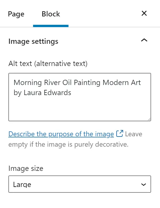 Image ALT text for artists