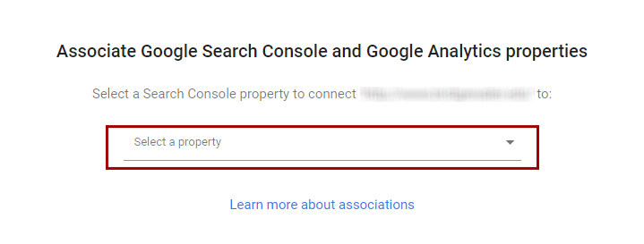 Google Analytics Associate Search Console Property Step