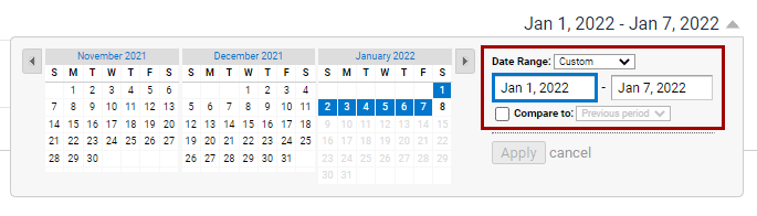 Google Analytics Date Picker for Keyword Tracking Range