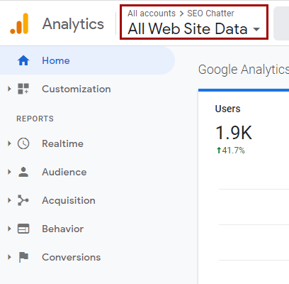 Google Analytics Home Property Step