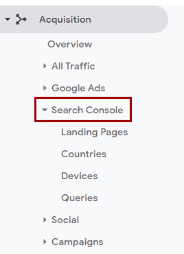 Google Analytics Search Console Tab