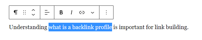 Step 3: Add a backlink in WordPress highlighted text