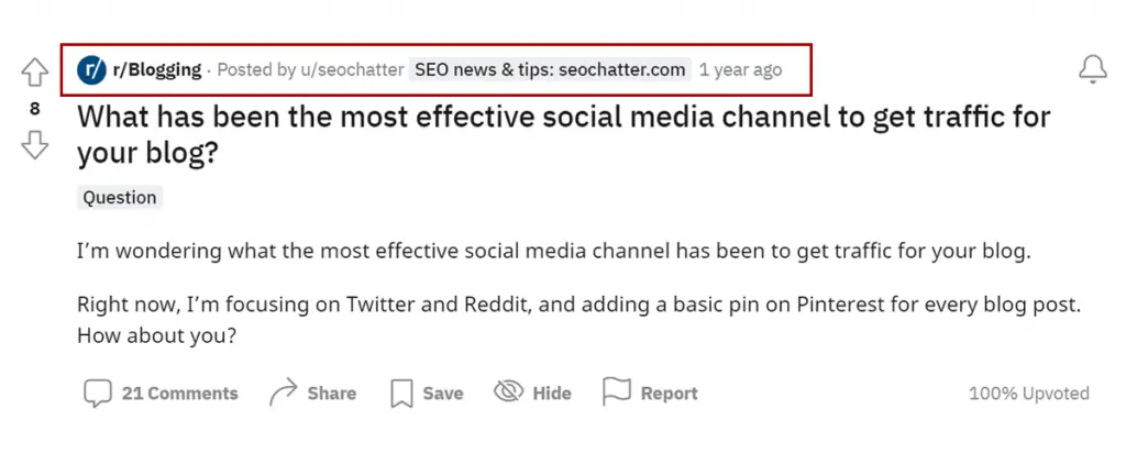 Reddit user flair for SEO