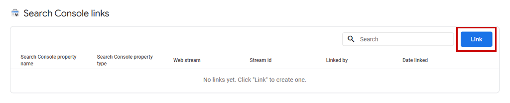 Google Analytics 4 (GA4) Search Console Links Step