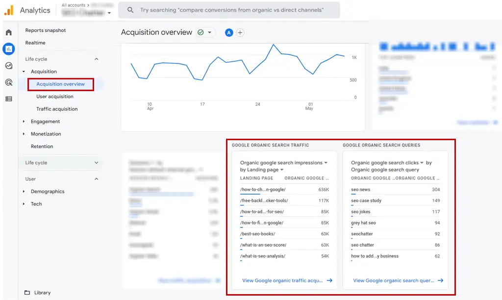 Google Analytics 4 Acquisition Report Screen Step