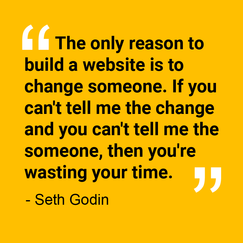 Motivational website quote by Seth Godin