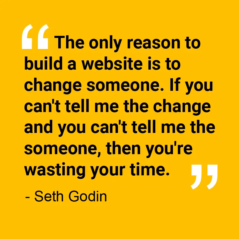 Motivational website quote by Seth Godin