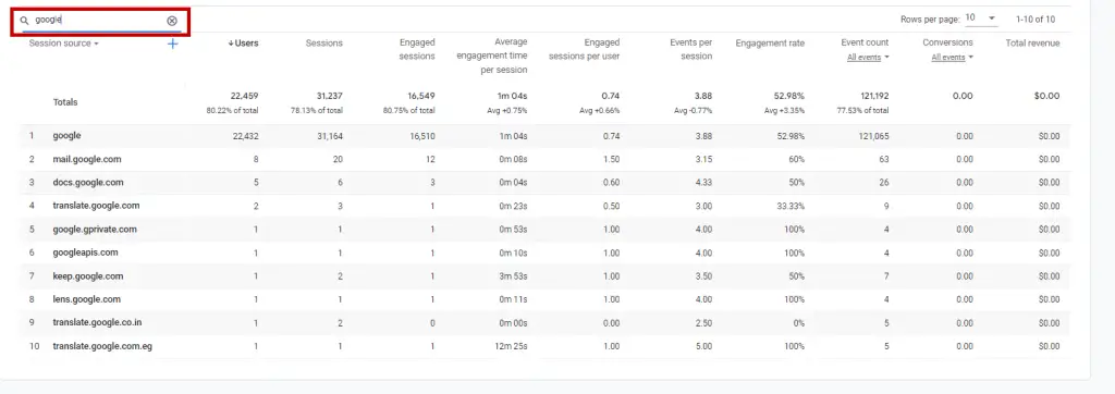 Step 4: Google Analytics 4 Single Search Engine Filter