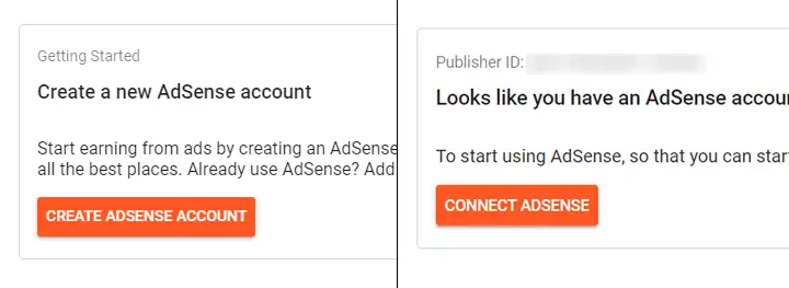 Blogger AdSense create account button