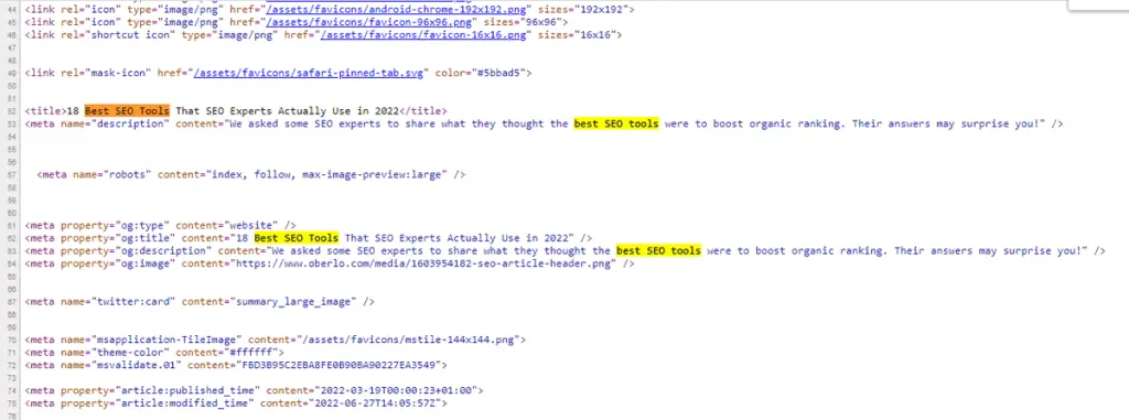 See competitors keywords for free in HTML source code
