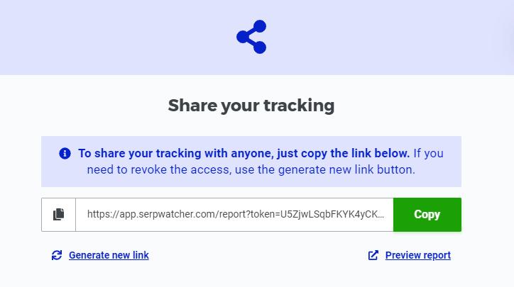 SERPWatcher Share Tracking