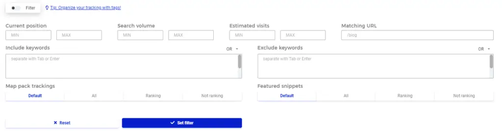 SERPWatcher Filter Feature