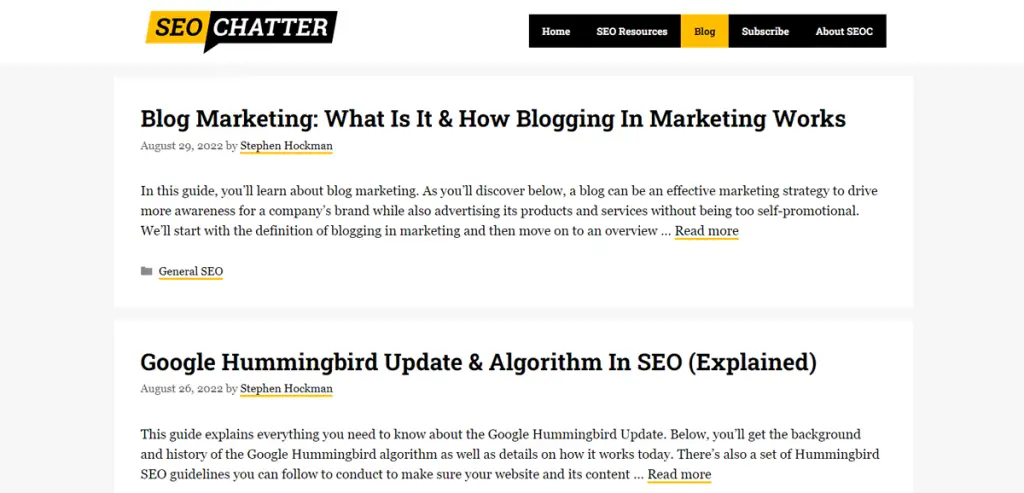 Marketing Blog: SEO Chatter