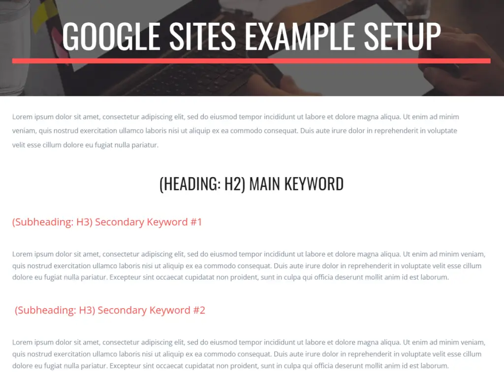 Google Sites SEO: Headings Structure