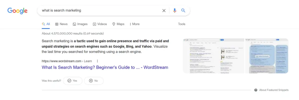 Organic Search Example: Featured Snippets