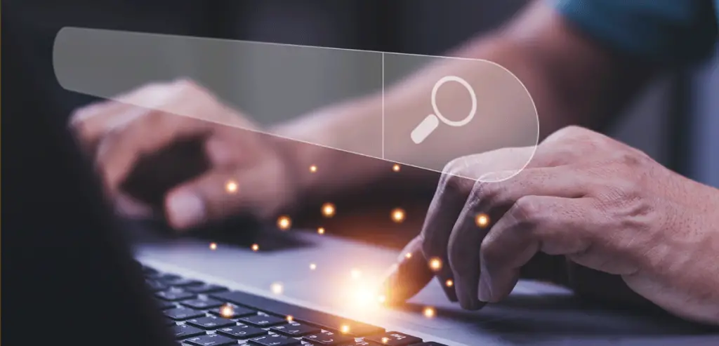 Organic Search In Digital Marketing: Laptop with Search Bar