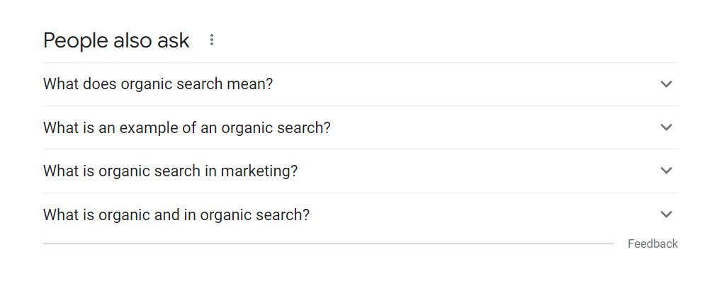 People Also Ask Box for What Are Organic Search Results?