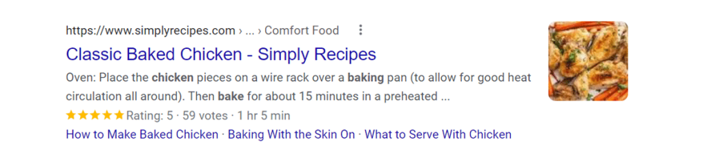 Rich Results Type: Recipe Listing