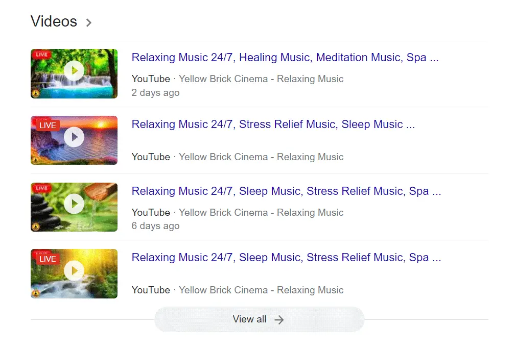 Video Carousels Type: Relaxing Music Videos