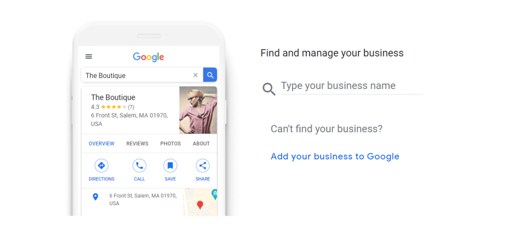 Set up Google Business account page