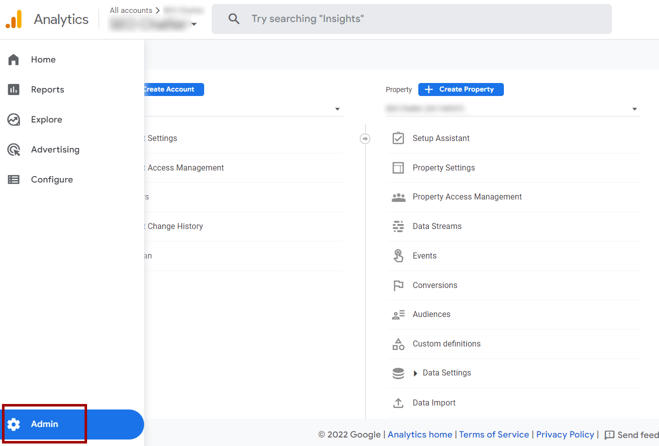 Step 2: Google Analytics for Google Sites Admin Button