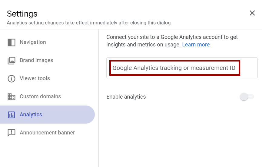 Step 7: Google Analytics property ID field