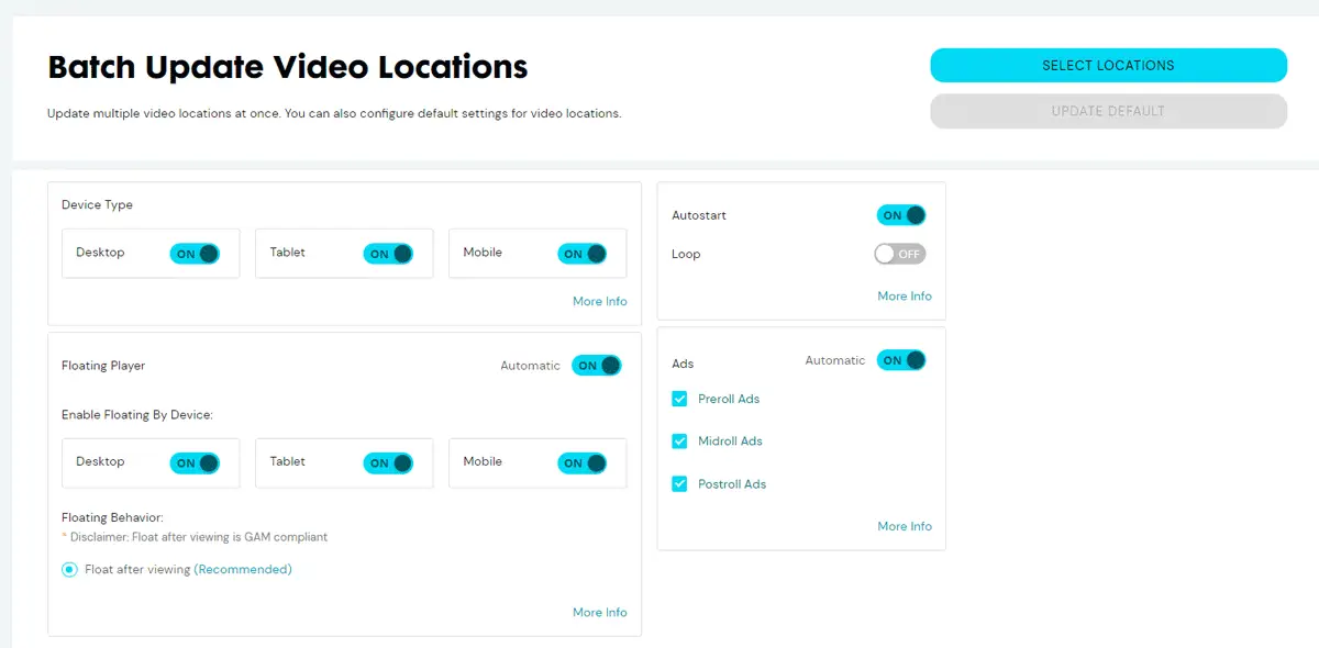 Humix Batch Update Video Locations Screen