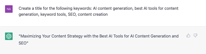 AI content: Creating titles based on keywords