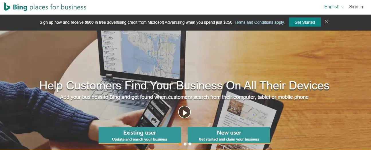 #2 free advertising site for small business Bing Places
