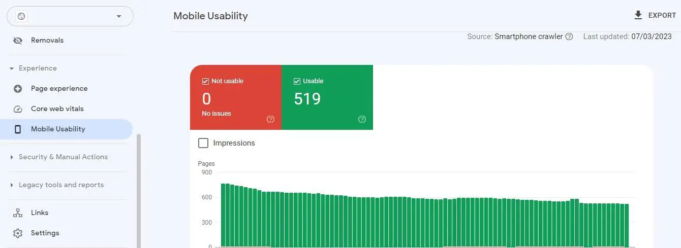 Step 4: Google Search Console Mobile Usability Report