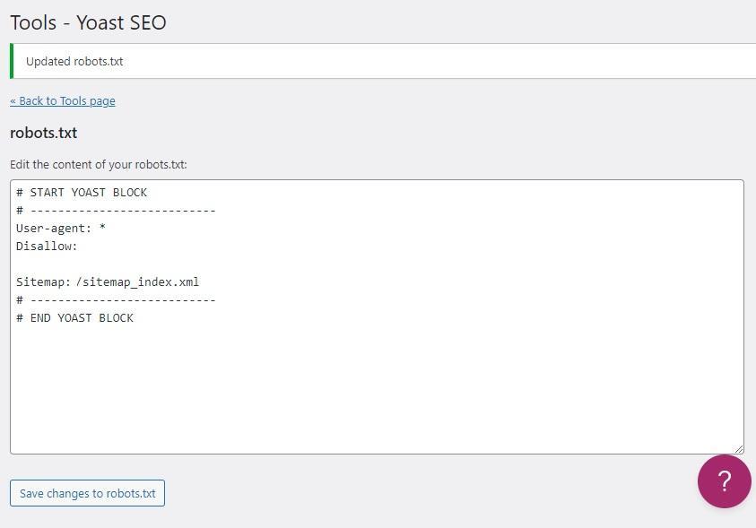 Yoast WordPress Plugin Robots.txt Editor