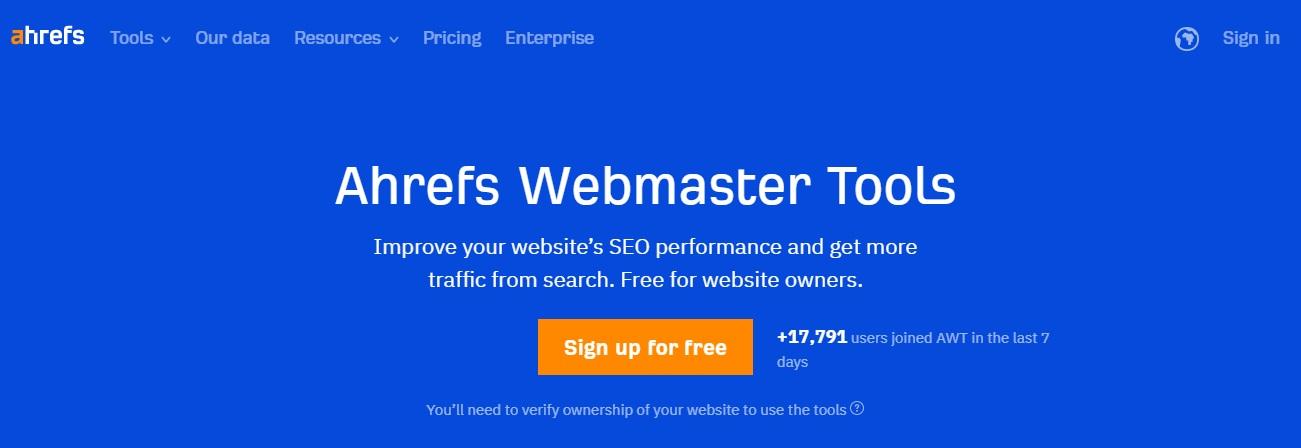 Ahrefs Webmaster Tools