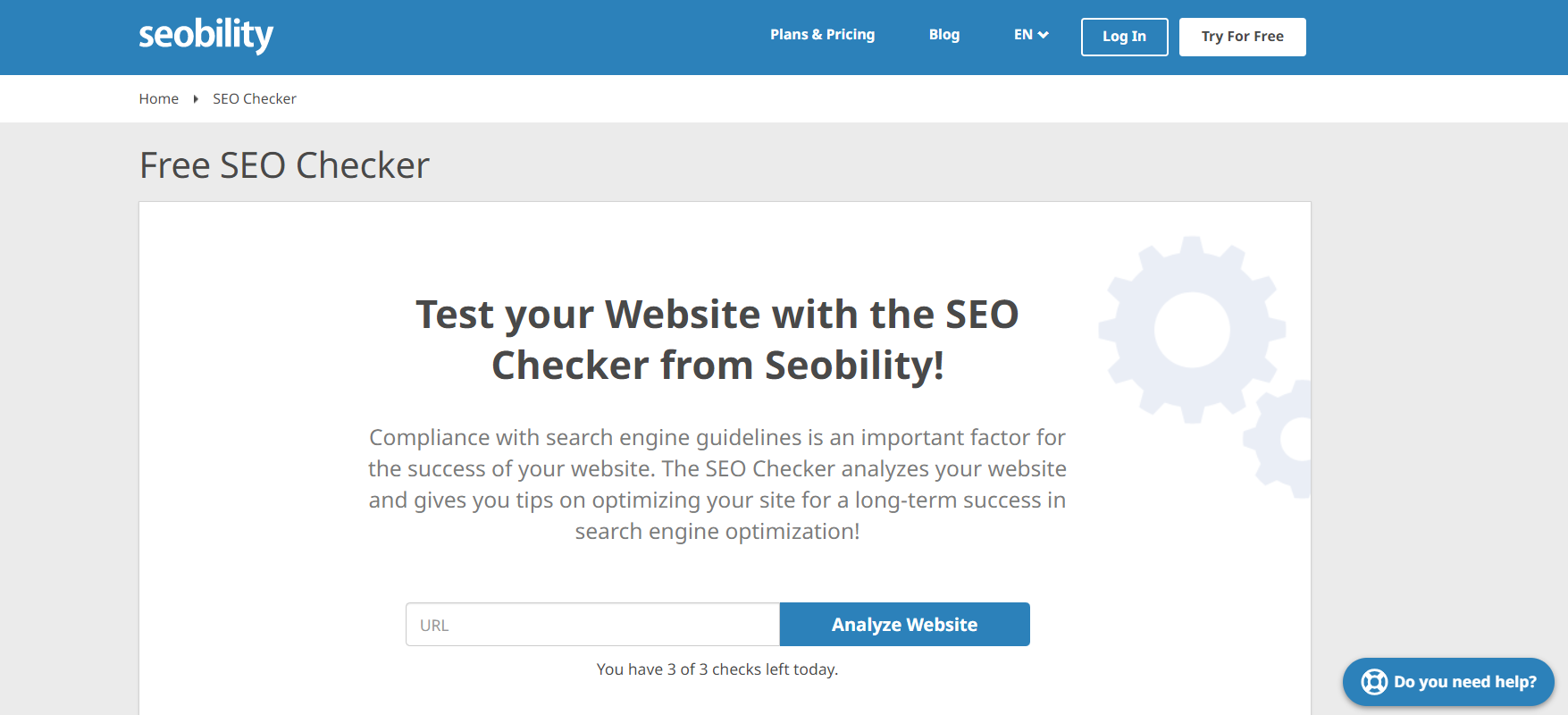 Seobility Free Checker for On-Page SEO