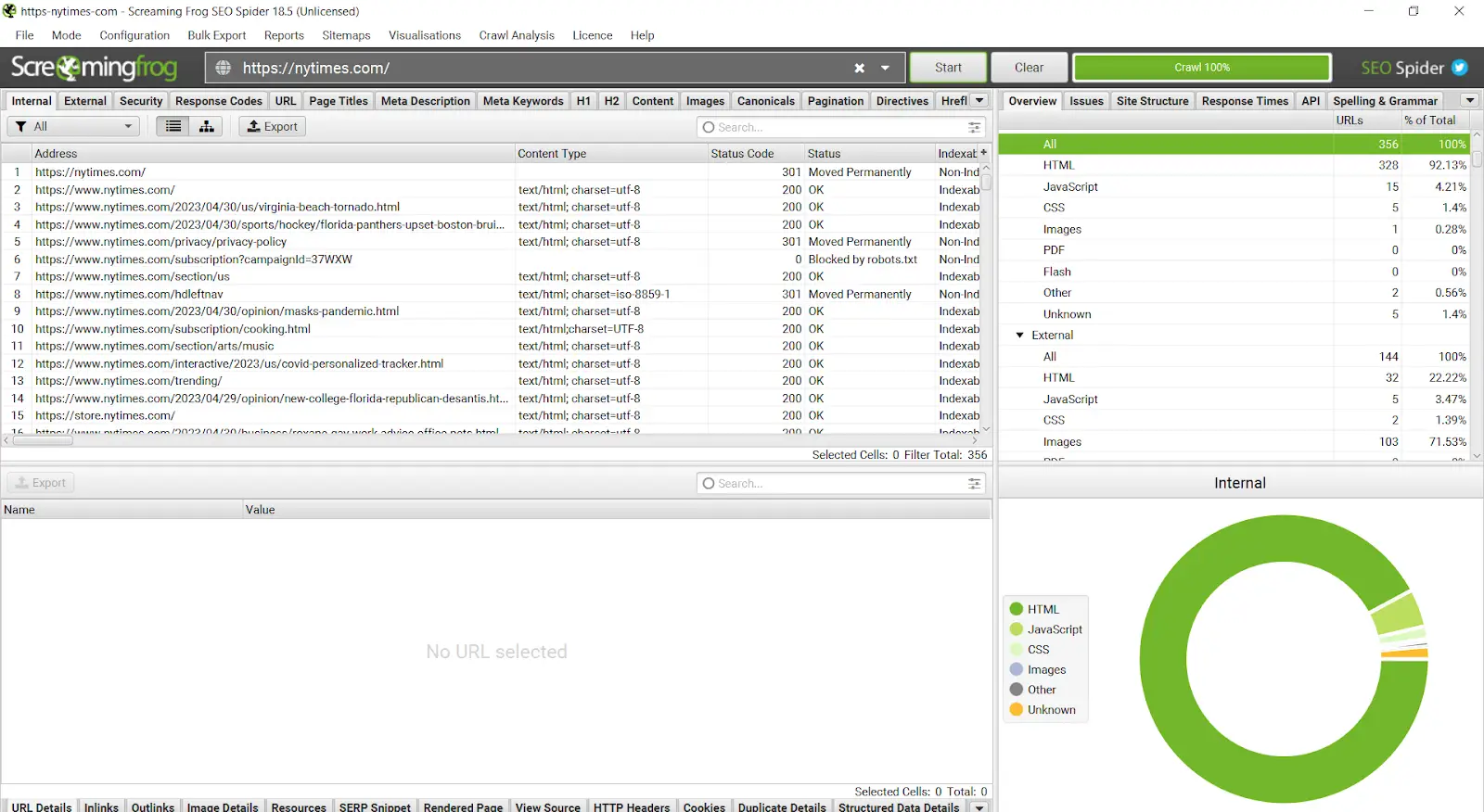 Screaming Frog audit software