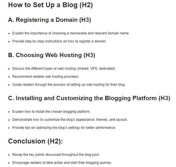 Step 3: SEO content writing tips for beginners - outline example