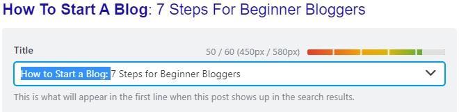 Keywords In the Title Tag Example