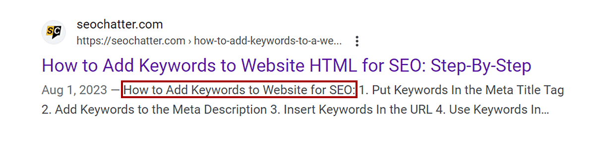 Adding keywords in HTML description