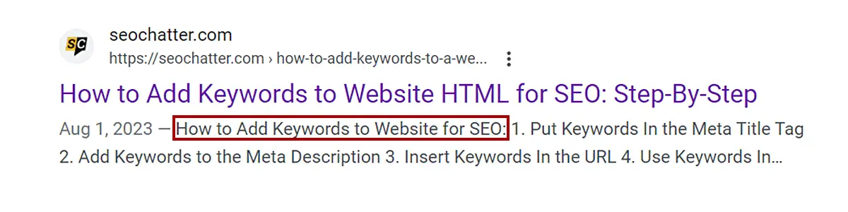 Adding keywords in HTML description