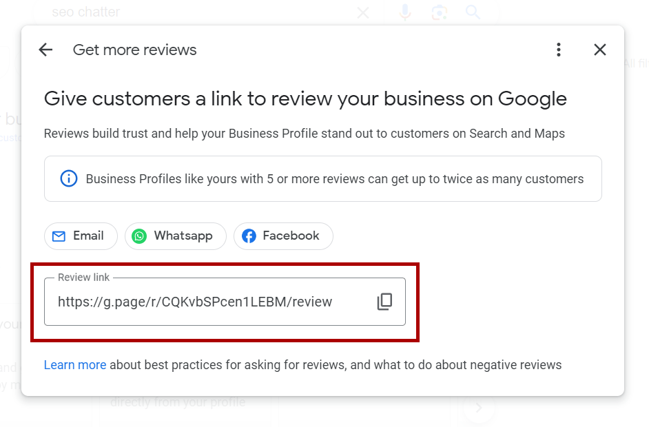 Google Business Profile review link