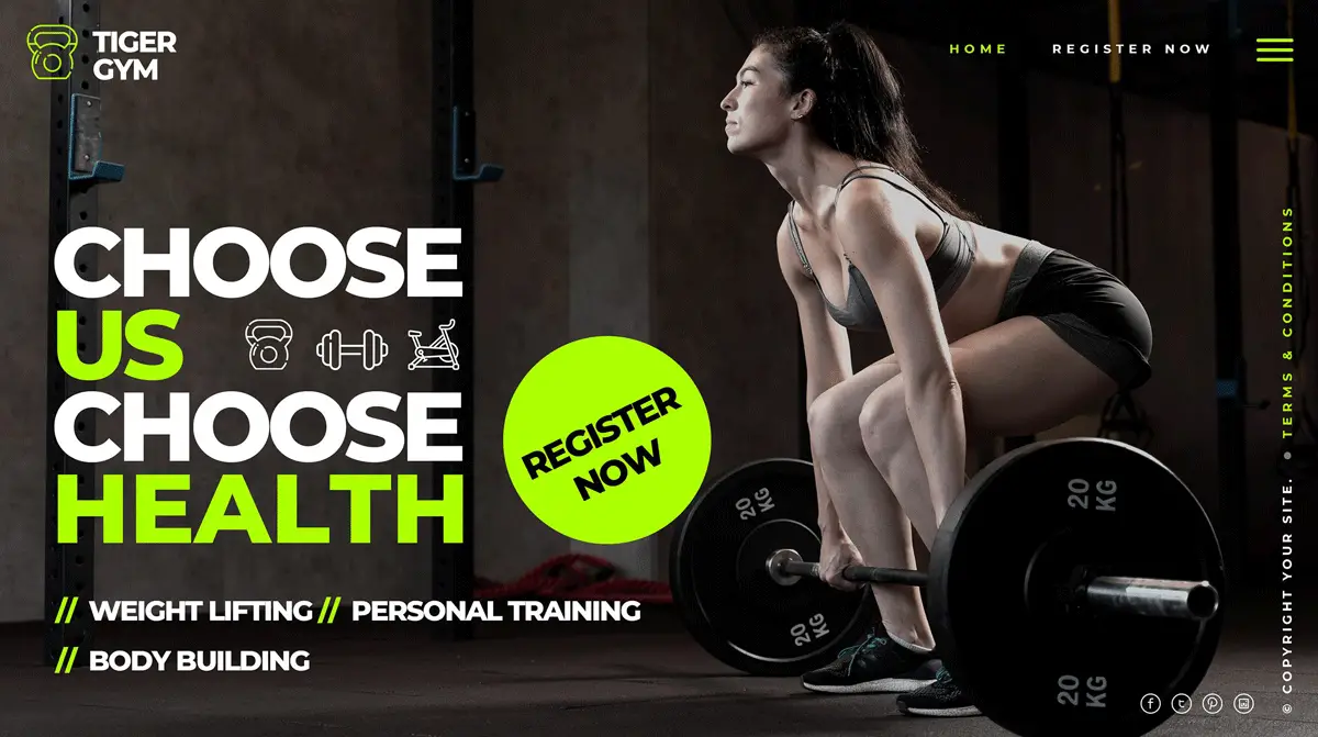 Gym and fitness website example for on-page SEO