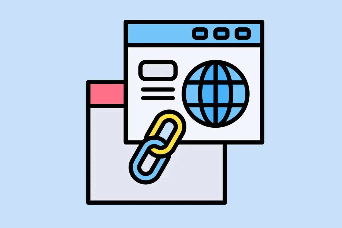 Multiple websites linked together (backlinks) and mentioned in text (citations) to illustrate the concept of understanding backlinks vs citations