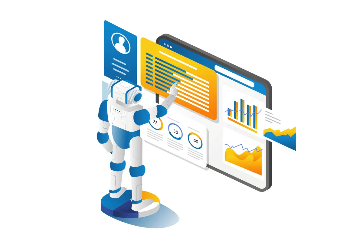 An AI robot performing marketing tasks representing the advantages of AI in marketing