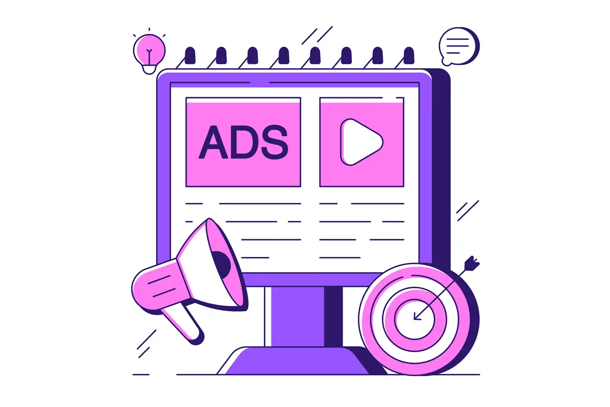 Content with ads representing content marketing vs advertising