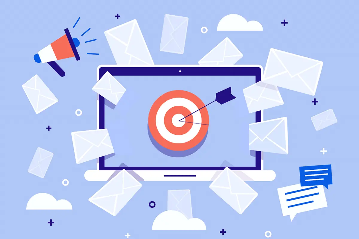 Email with a target representing email marketing goals