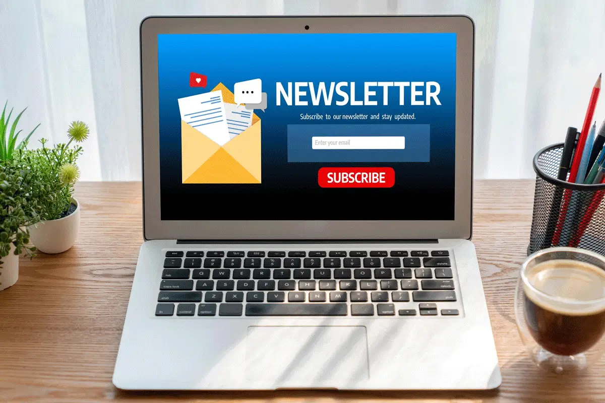 newsletter email marketing concept on a laptop